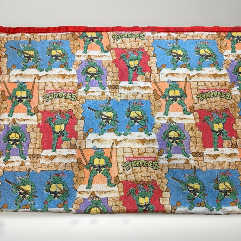 Vintage 1988 TMNT Teenage Mutant Ninja Turtles Brick Wall Twin Blanket Mirage